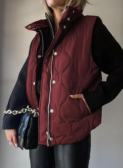 PAMMY | Puffer Button Zip Up Vest