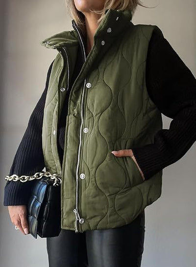 PAMMY | Puffer Button Zip Up Vest