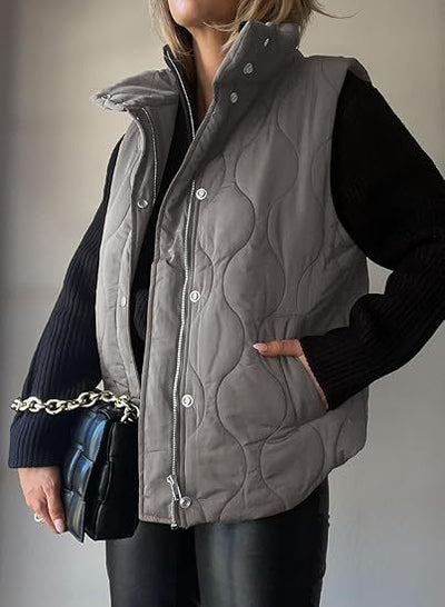 PAMMY | Puffer Button Zip Up Vest