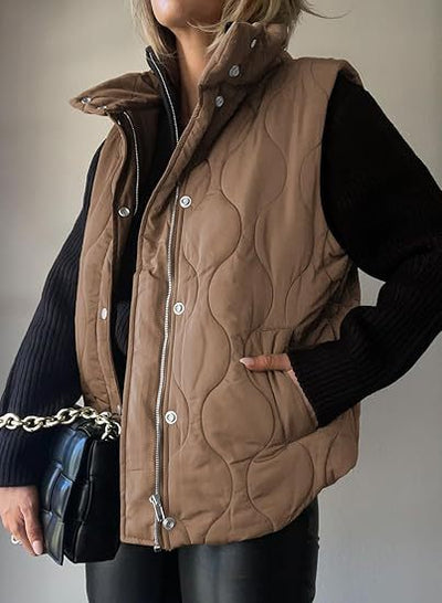 PAMMY | Puffer Button Zip Up Vest