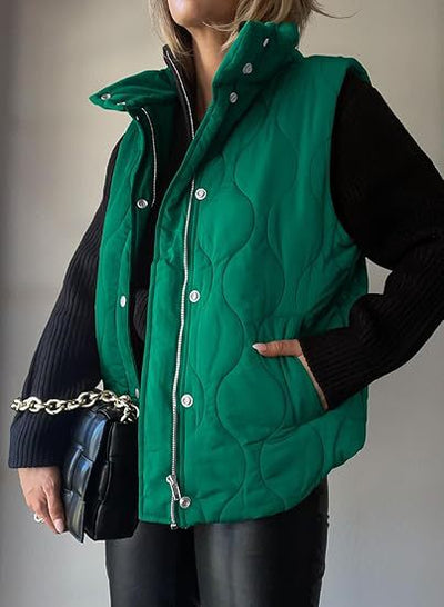 PAMMY | Puffer Button Zip Up Vest
