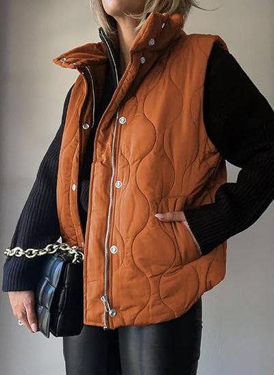 PAMMY | Puffer Button Zip Up Vest